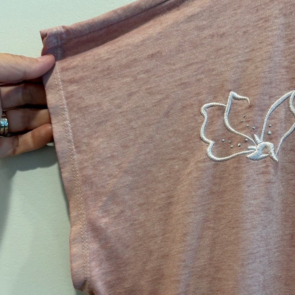 Floral Embroidered Mauve Women's Tee - Picture 5 of 8
